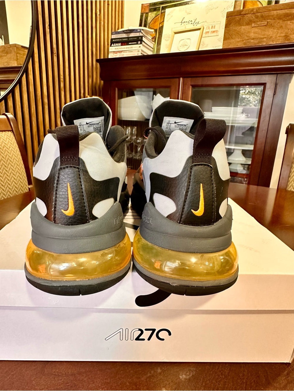Nike Air 270 React Sneakers in Wolf Grey/Total Orange-Black “Winter” - Picture 3 of 7